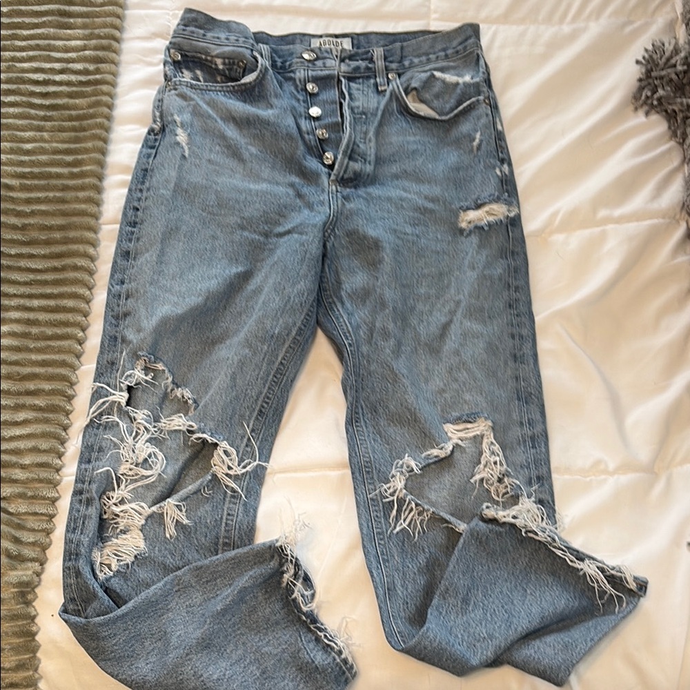 Agolde Blue Boyfriend Distressed Jeans